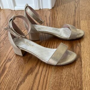 Stylish Gold Block Heel Sandals for Kids